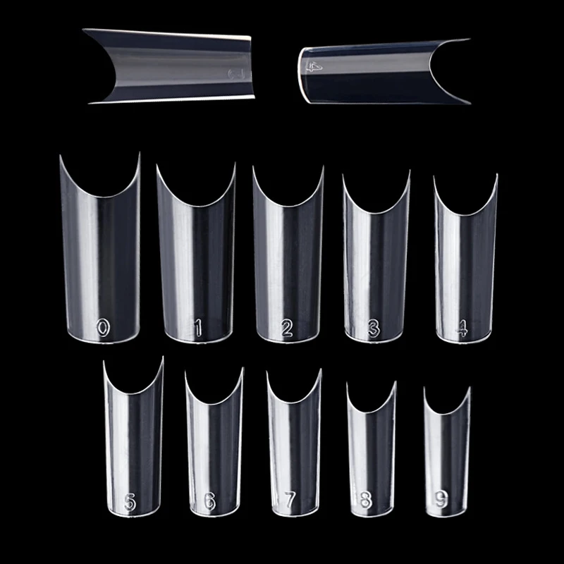 500pcs/bag C Curved Fake Nail Art Design Tips Transparent French Acrylic Faux Ongles False Nails 10 Size DIY Polish Salon | Красота и