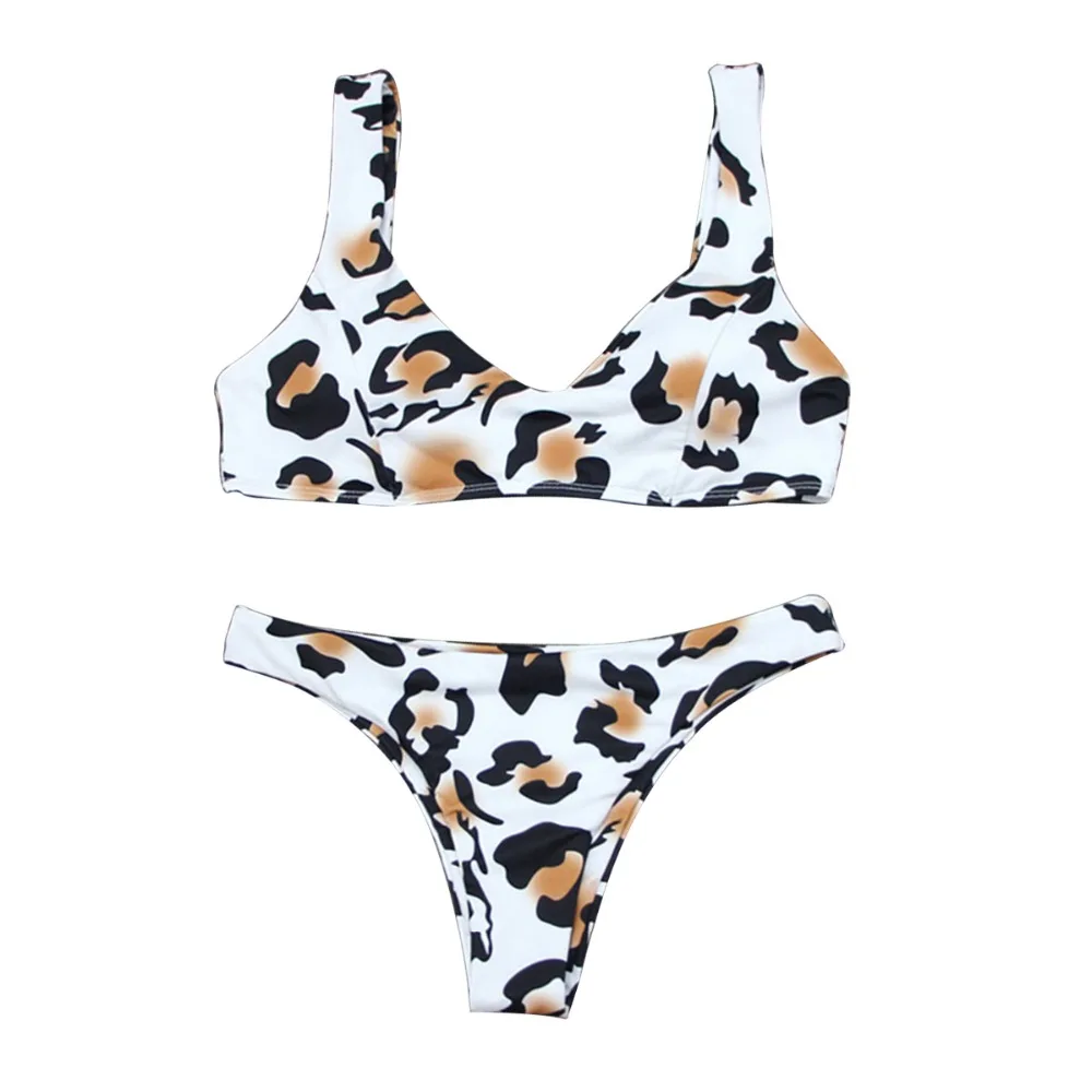 Женский Повседневный Леопардовый принт ремень из двух частей Biqini Набор Высокая