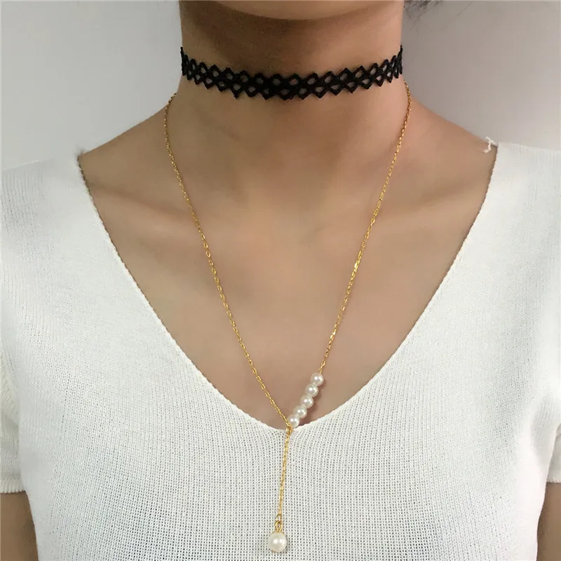 DANZE 2 шт./компл. короткое Хрустальное Кружевное колье + Асимметричная симметричная