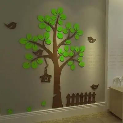 

Fence tree Acrylic 3d wall stickers For Kids room Sofa wall decoration DIY art wall decor Hot sale