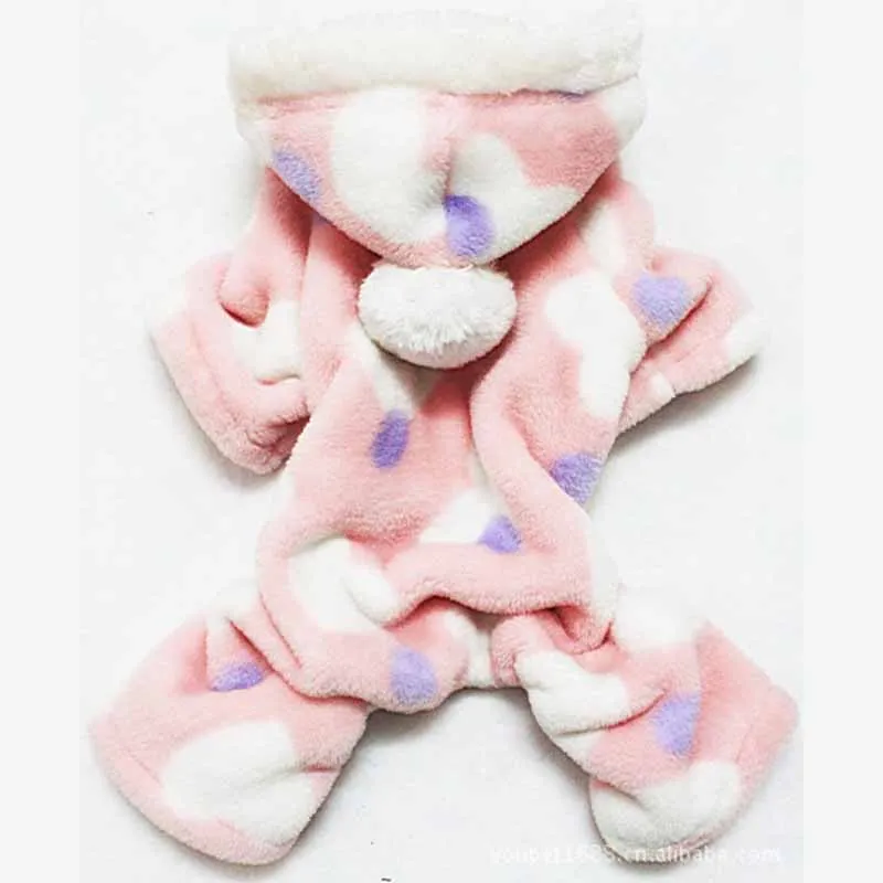 Флис собака пижамы для маленьких собак Комбинезоны с домашними животными