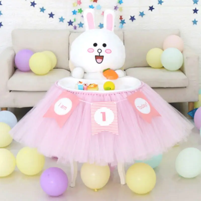 100 см пачка Тюлевая "юбка" на стол Baby Shower 1st День рождения Свадебные украшения для стульчик для кормления домашний текстиль вечерние принадлежности подарок - Цвет: pink