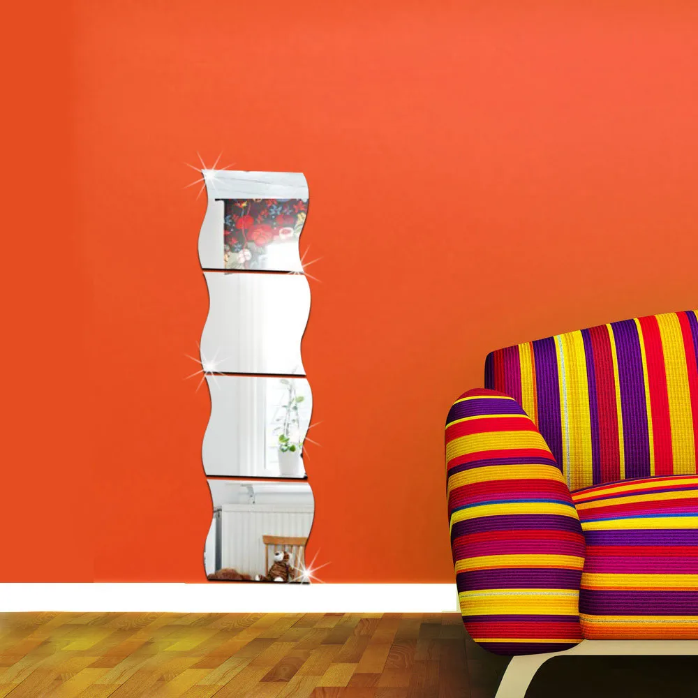 2020 Настенная Наклейка волнистая Современная комнатная настенная Зеркальная