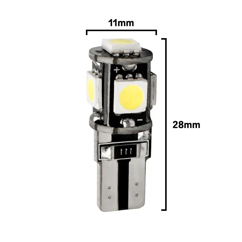 100 шт. оптовая продажа T10 5 светодиодов Предупреждение об ошибках Canbus W5W 194 5050 SMD