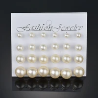 fashion 12 pairsset simulated pearl earrings for women jewelry bijoux brincos mujer stud earrings gift