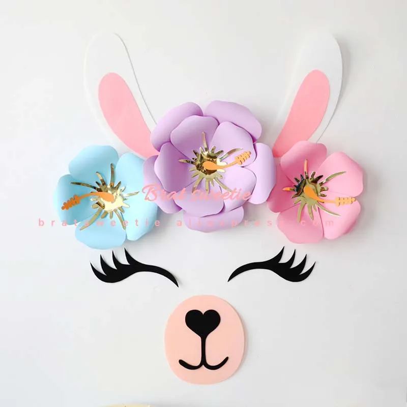 Kitty Party DIY Fake Paper Flower Artificial Flowers Set for Rabbit Cat Flamingo Birthday Wall Wedding Decoration Party Supplies - Цвет: llama set 1