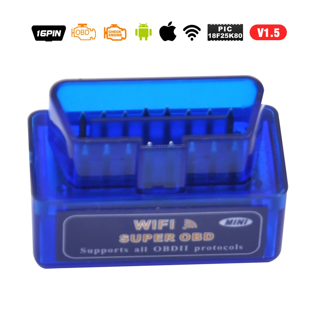 Супер Мини ELM327 Bluetooth V1.5 PIC18F25K80 OBD II ELM 327 сканер usb ELM327 V2.1 wifi Android/IOS obd2 считыватель кодов - Цвет: WIFI V1.5