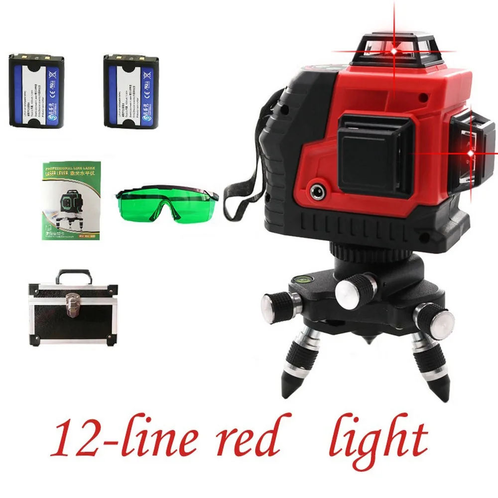 12 Lines Red Laser 3D 12 линий красный зеленый лазерный уровень Мощный нагрев с литиевой батареей самонивелирующийся 360 4 Горизонтальный и 8 вертикальный крест - Цвет: 12 Lines Red Laser