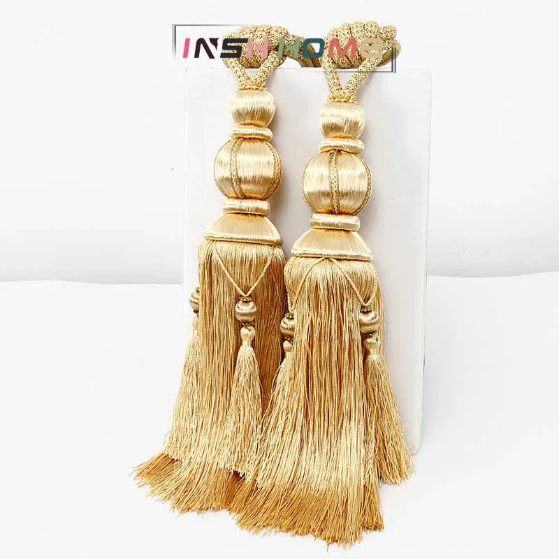 golden yellow Одна пара Классические Серые кисти для занавесок Роскошные Аксессуары для штор украшение дома подвесные шары - Цвет: golden yellow