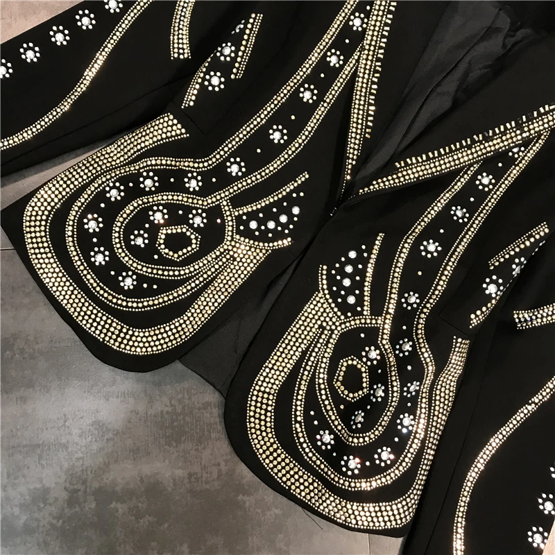 

Black women's spring and autumn new heavy metal rivets hot drilling design trend suit jacket womens blazers