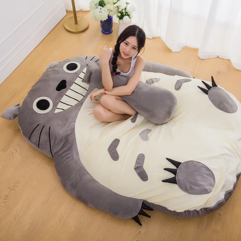 

Pop Anime Totoro Sleeping Bag Soft Plush Large Cartoon Bed Tatami Beanbag Mattress Kids and Adults Gift