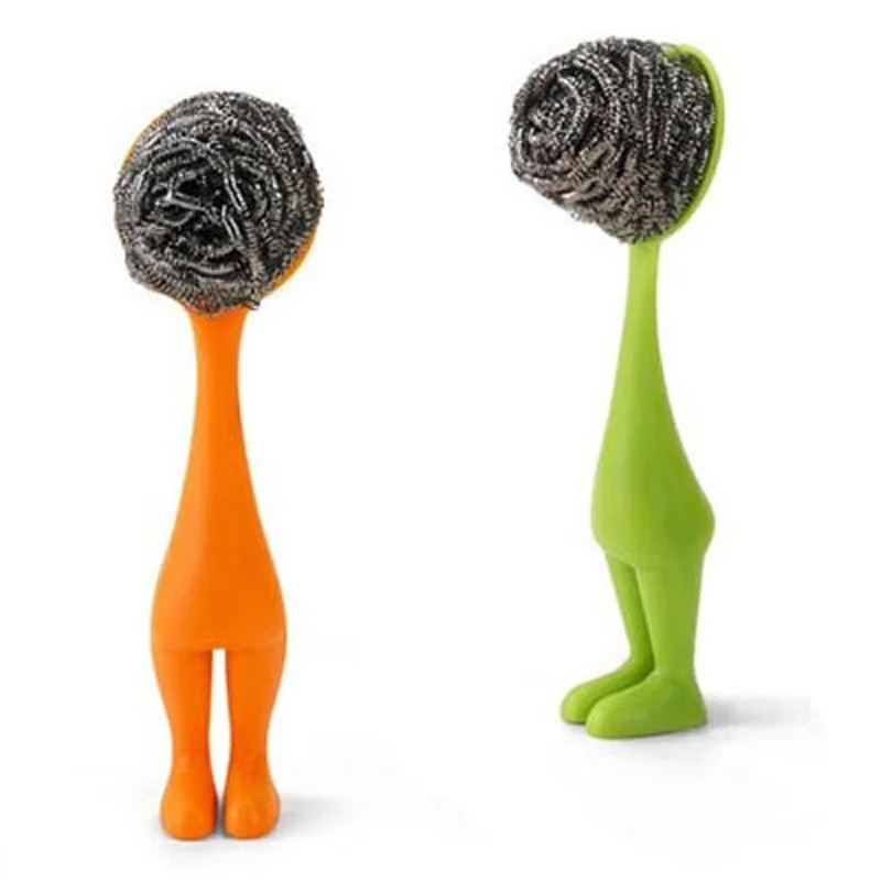 1 шт. горячая Распродажа мочалка из нержавеющей стали с пластиковой ручкой