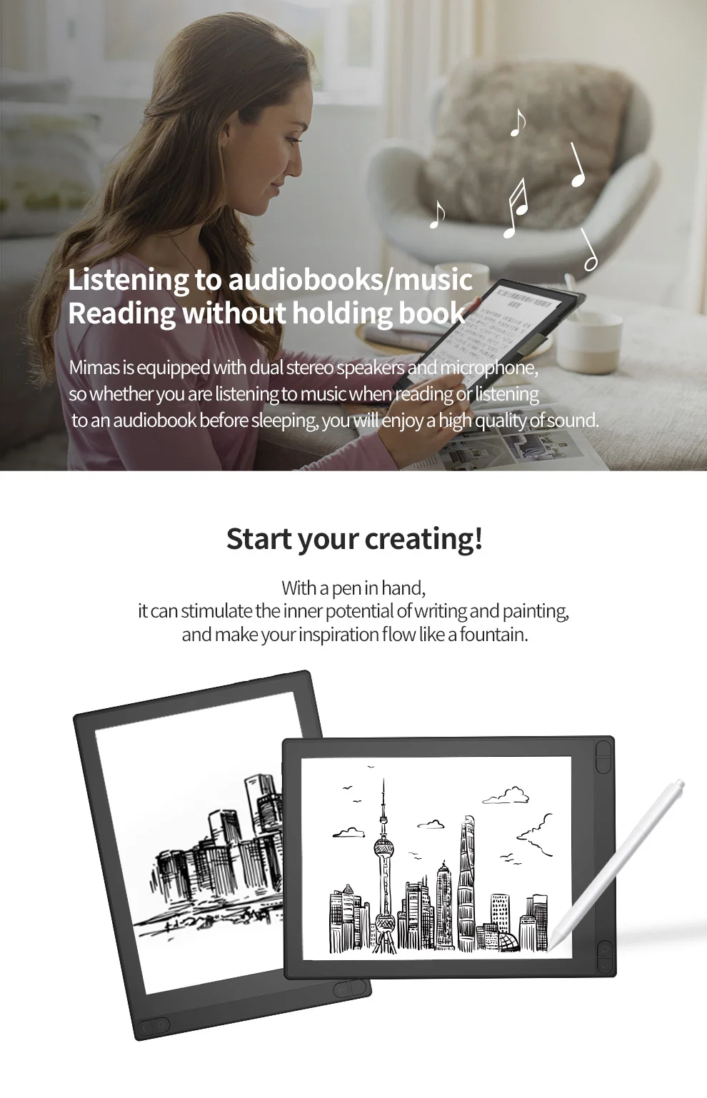 Отправить от нас Likebook Mimas 10,3 дюймов для чтения электронных книг передний светильник Andord для чтения электронных книг почерк с карандашом и крышкой