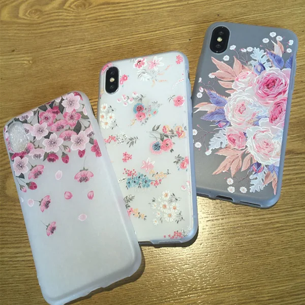 Противоударный Тонкий чехол с цветочным рисунком совместимый iPhone 6 6s 7 8 Plus X RJ88 ND998