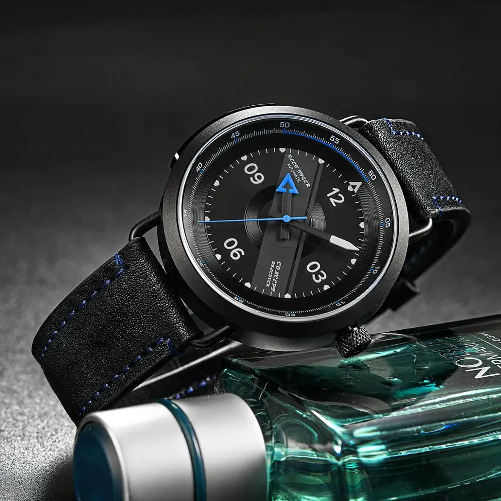 Набор из черного кожаного ремня и Reef Tiger Limited Edition Discover PVD|Мужские механические