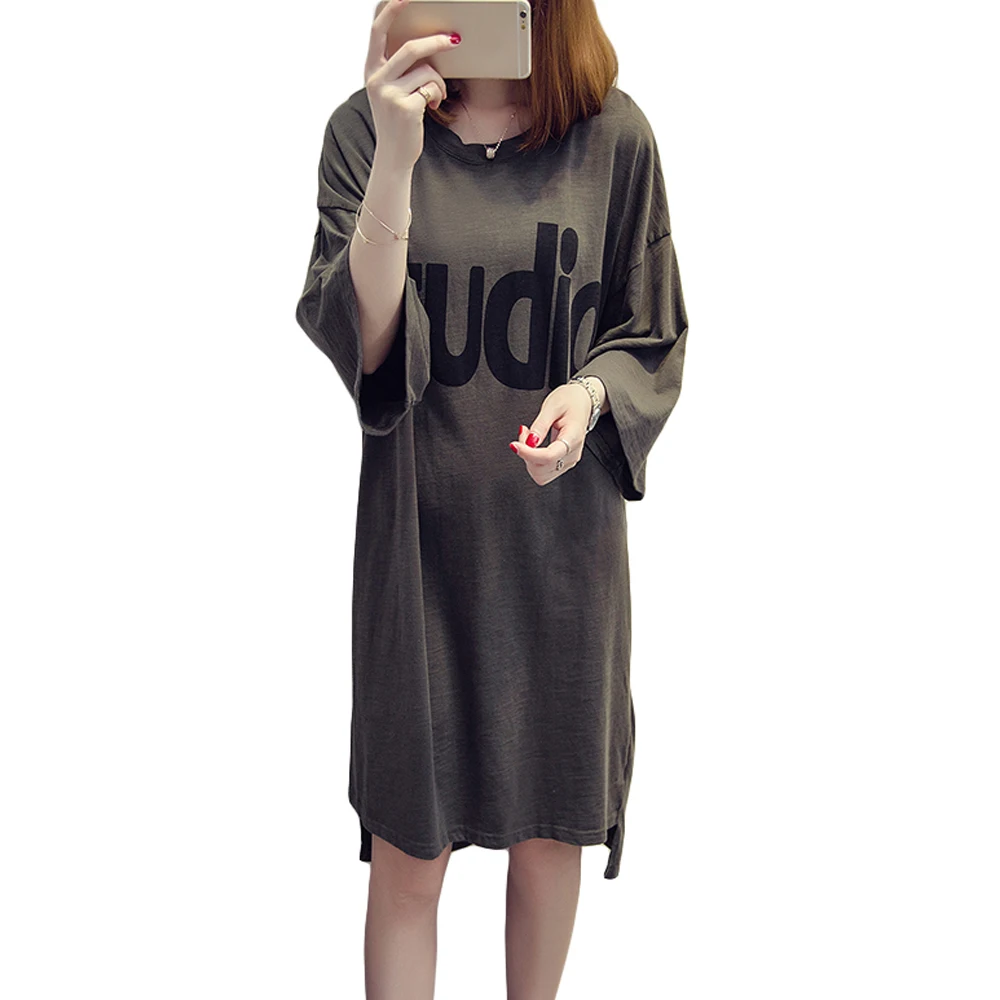 Большой Размеры Для женщин летнее платье 2017 хлопок футболки Свободные