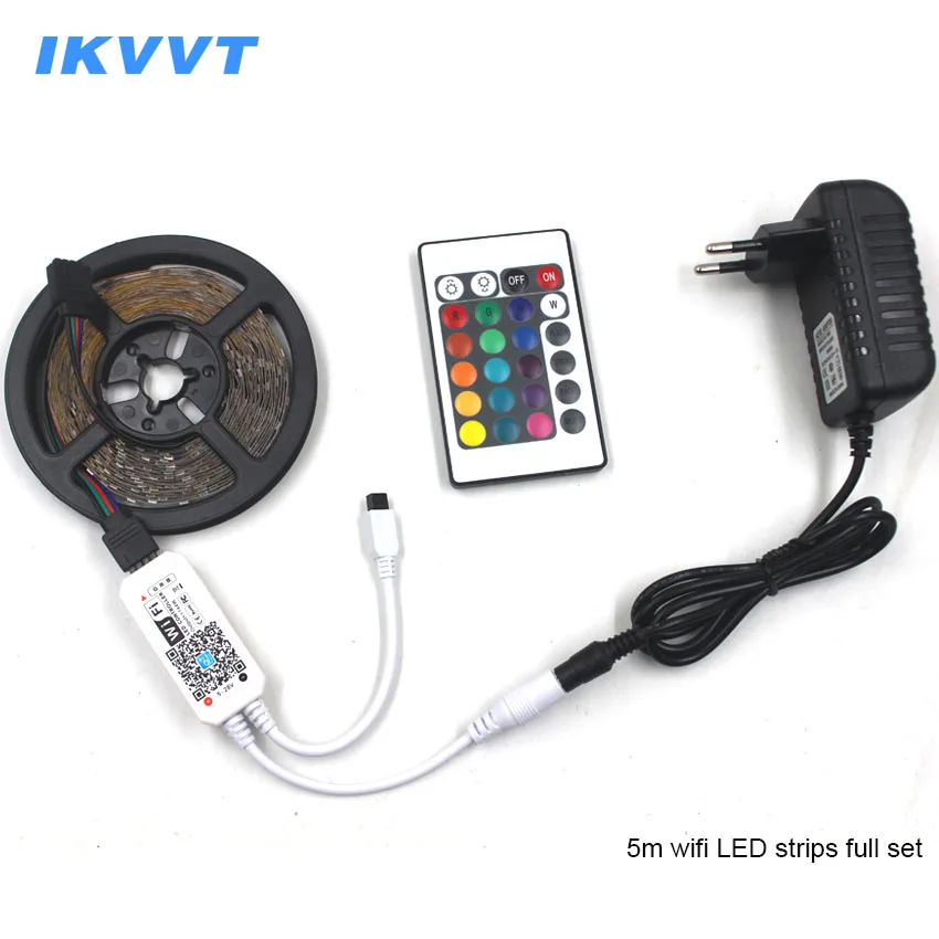 IKVVT DC12V Светодиодная лента 5050 2835 rgb Диодная лампа с 24k пультом дистанционного