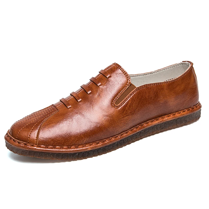 SANBANG 2018 retro round summer new flat microfiber handmade leather casual shoe business breathable driving men LX5 | Обувь