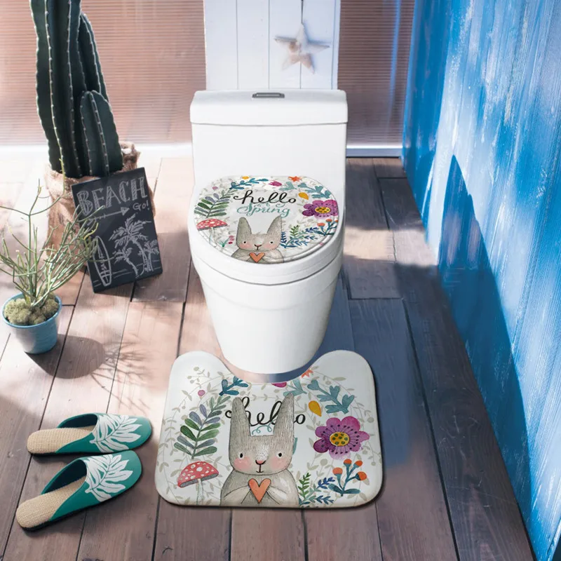 2 шт./компл. набор для ванной комнаты с мультяшным кроликом и животным рисунком