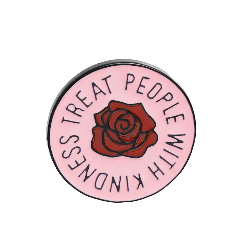 rose flower Дом в форме ананаса брошь мультфильм булавки угощать людей добротой броши в форме цветка розы Эмаль Булавка Джинсовая Шляпа значок семья ребенок подарки - Окраска металла: rose flower
