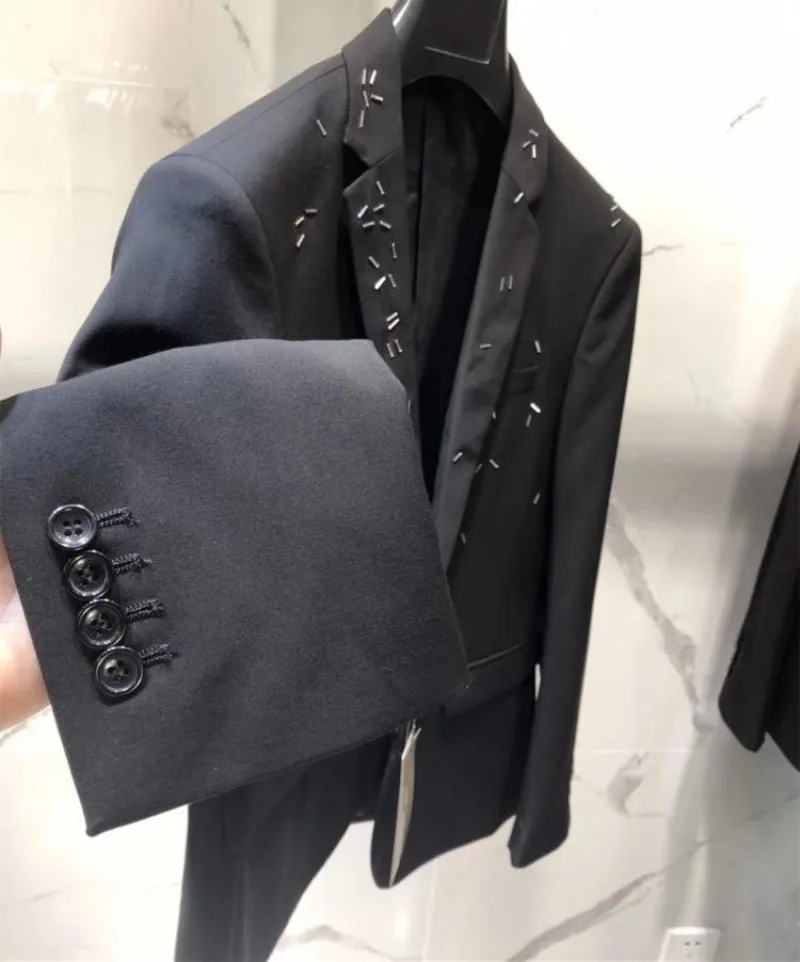 Мода осень-зима Италия новейшие дизайнерские Slim Fit Бизнес Повседневное Для мужчин костюмы 2 шт наборы Блейзер и брюки брендовая одежда