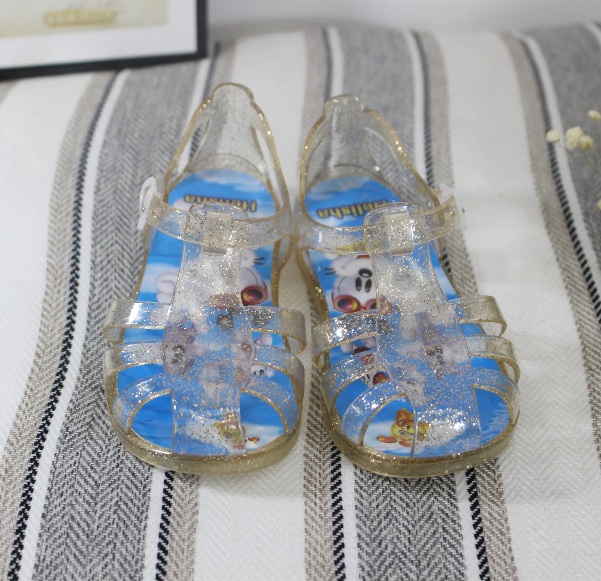 Детские сандалии для девочек летняя пластиковая сандалия с блестками прозрачные