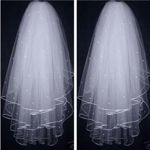 New White or Ivory Wedding Bridal Veil elbow Length Three Layer Satin Edge with Comb Bride Veils 2017 | Свадьбы и торжества