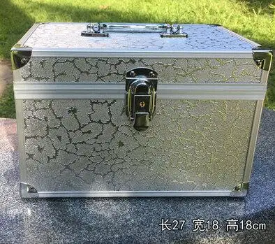 27cm Профессиональный алюминий сплав органайзер для косметики Бабочка узор макияж Чехол красота косметическая сумка многоуровневый Блокируемая коробка для ювелирных изделий - Цвет: 27cm