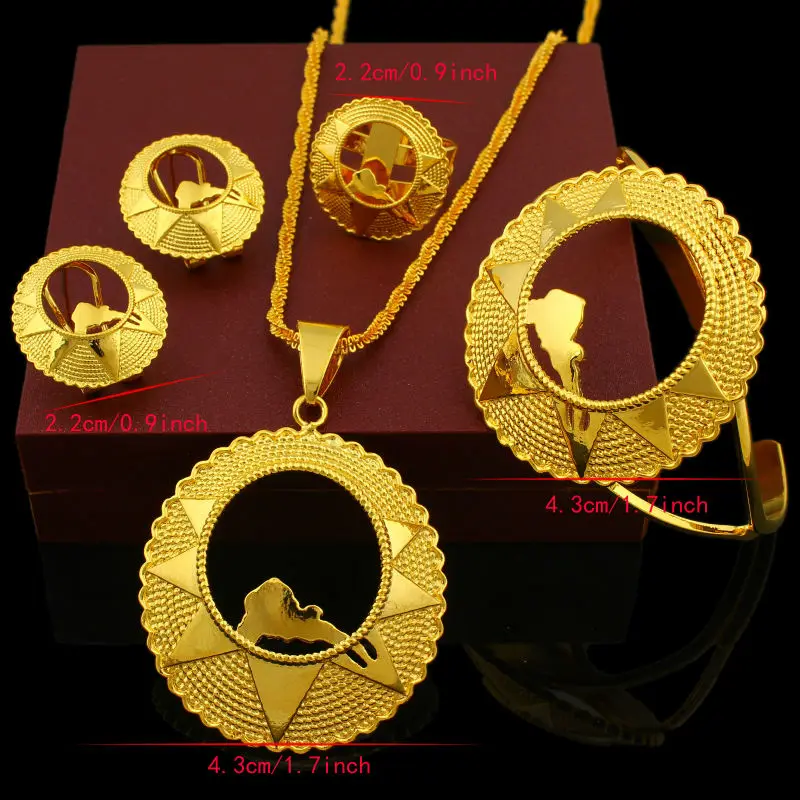 Комплект ювелирных изделий для новобрачных из серебра 24 К золотого цвета