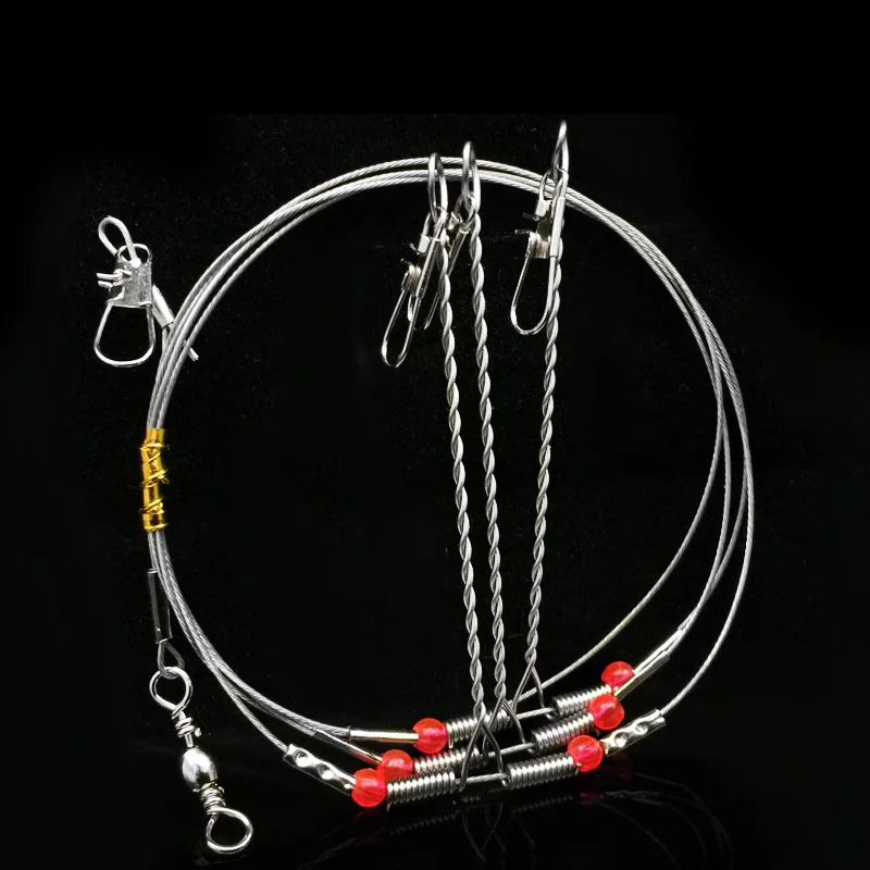 Minfishing 2 pcs Wire Fishing Line Connector with Barrel Swivels Beads Sea Accessorries Tool | Спорт и развлечения