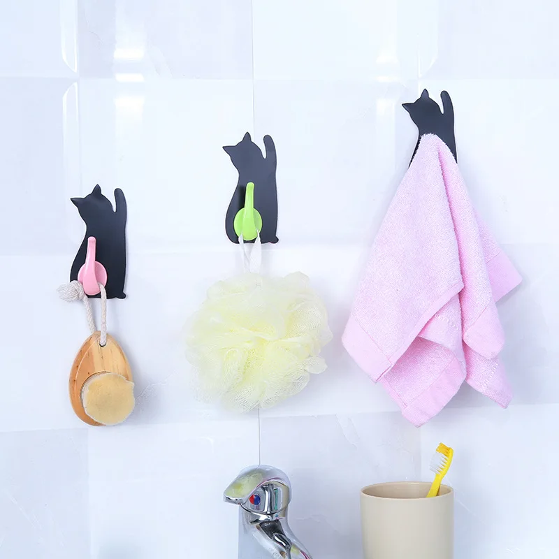 Модный Кот люди мультфильм мягкий клей ванная комната Декор крюк прочный крючок