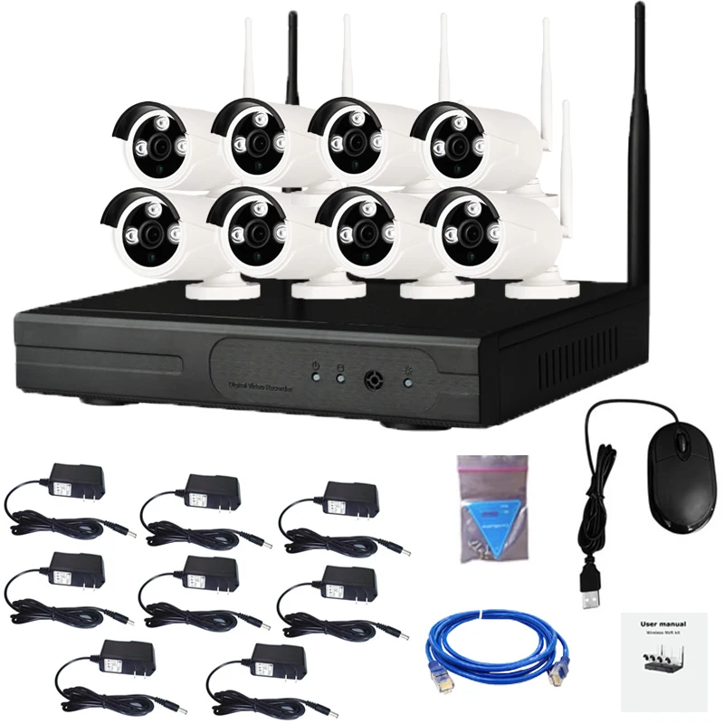 8CH CCTV Системы Беспроводной 960 P NVR 8 шт. 1.3MP ИК Открытый P2P Wi-Fi IP камера