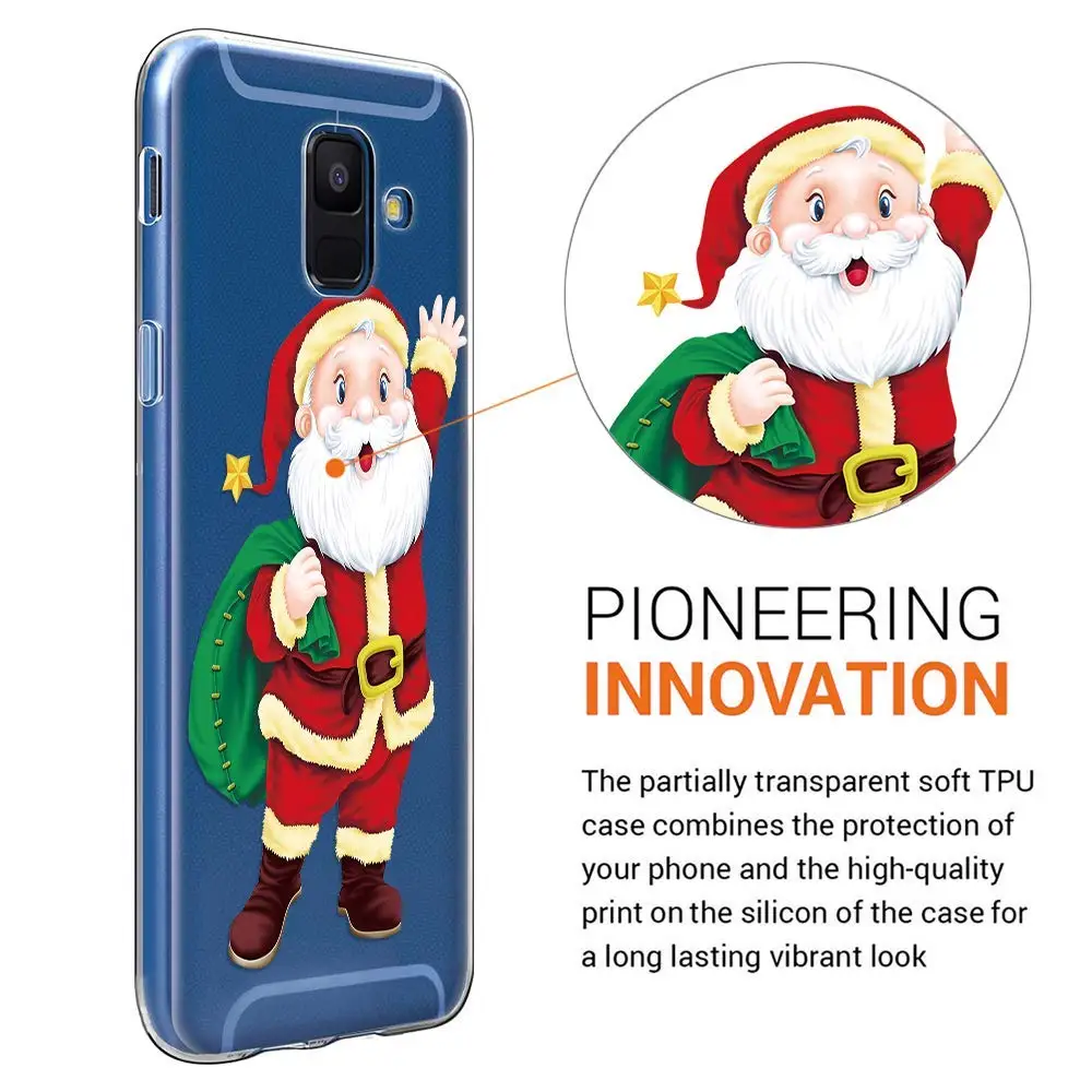 Santa Claus Reindeer Christmas Soft Case Cover For Samsung A6 J4 J6 2018 J3 J5 J7 A5 2017 Plus J2 Prime Ultra Thin Slim Coque |