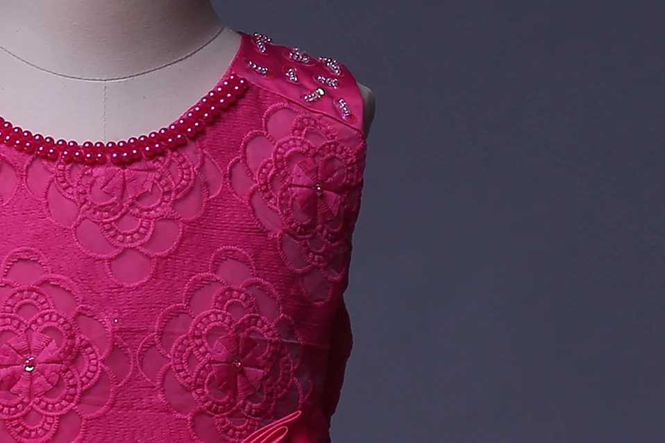 Cutestyles модное розово-Красное Кружевное платье для девушек платья дня рождения