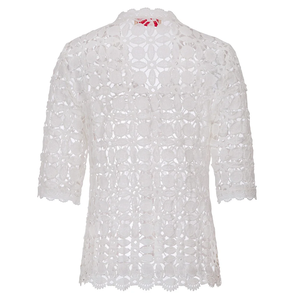 Женские Ретро винтажные полудлина рукава Открытый спереди кружева пальто с