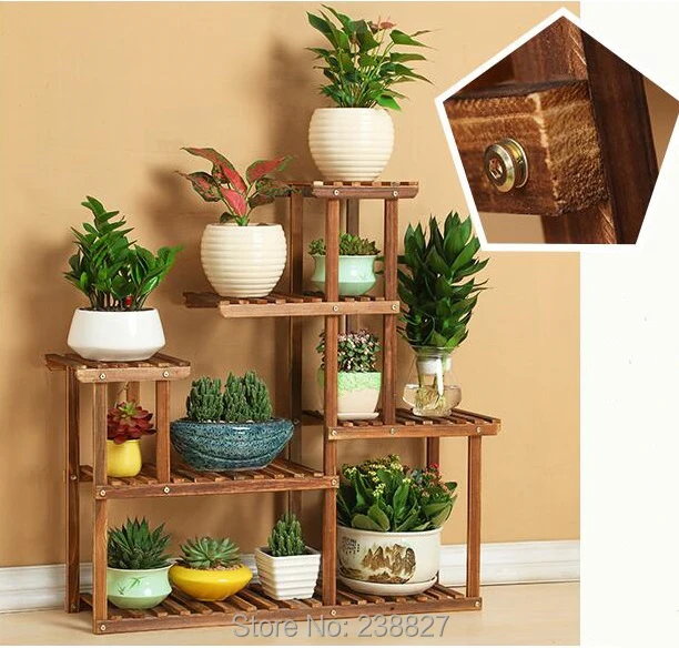 Полка для цветов из дерева 6 ярусов напольная подставка растений|flower rack|pot shelfshelf