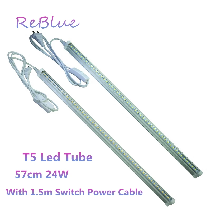 ReBlue ламповый светодиодный светильник T5 110 В 220 интегрированный Led 57 см 24 Вт 48 шт. 0 5