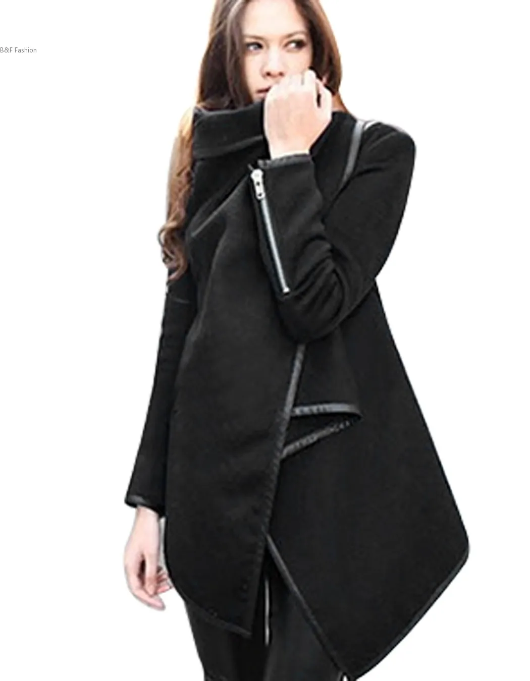 Розничная продажа Женское шерстяное пальто зимнее модное женское черное толстое