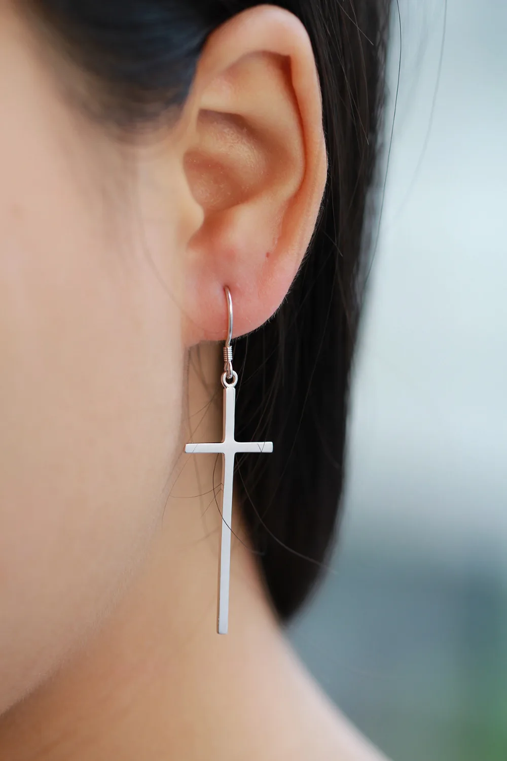 Real 925 Sterling Silver Long Cross Drop Dangle Hook Earrings For Women Girls Jewelry Gift Pendientes Aros Oorbellen Orecchini|earrings for|hook