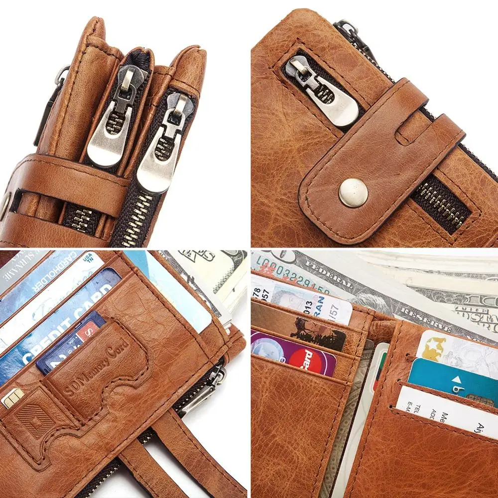 2021 мужской бумажник Rfid из натуральной кожи Короткий Мужской кошелек сумочка на