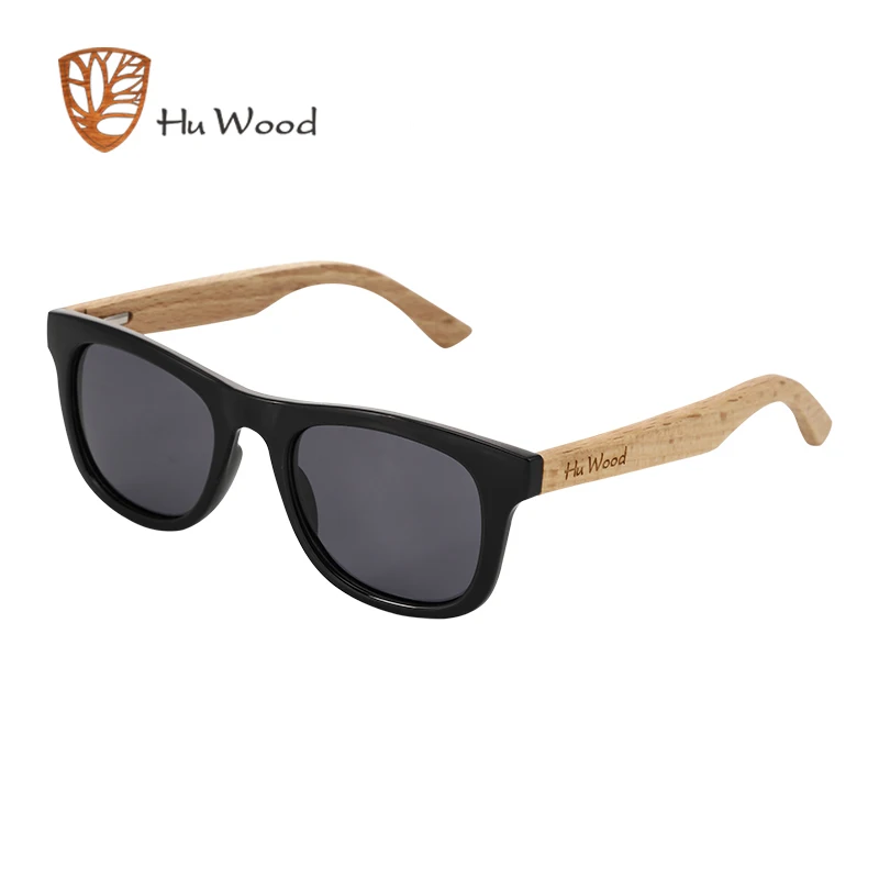 BLACK HU WOOD, брендовые дизайнерские детские солнцезащитные очки, многоцветная оправа, деревянные солнцезащитные очки для детей, для мальчиков и девочек, детские солнцезащитные очки из дерева, GR1001 - Цвет линз: BLACK