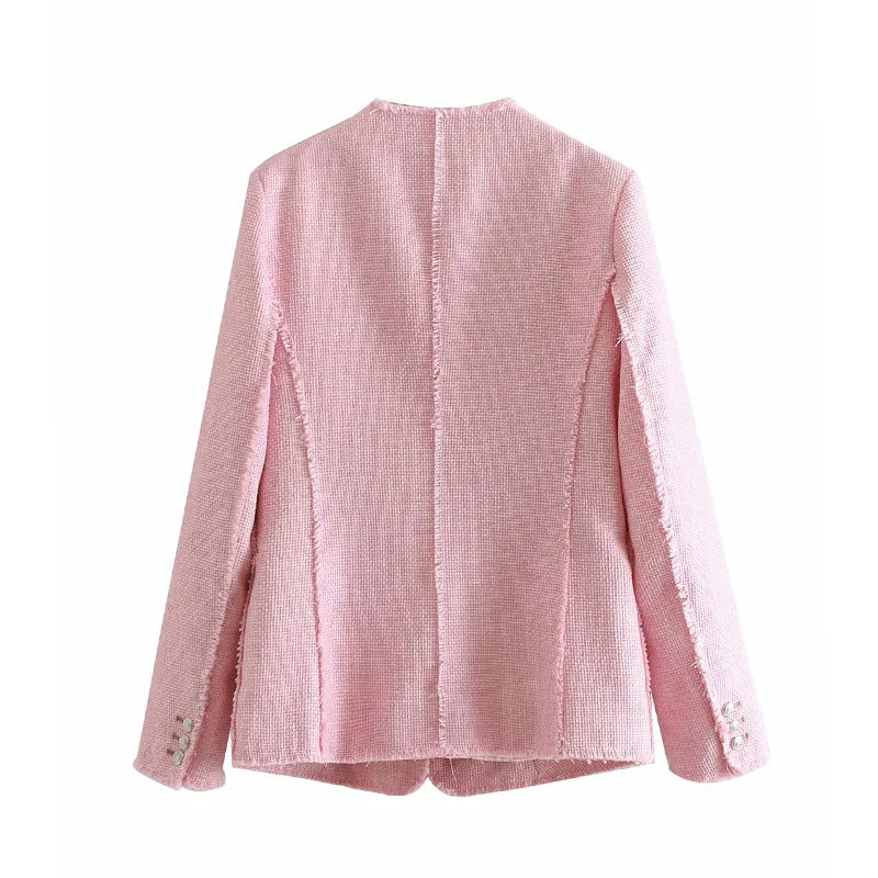 Винтажная стильная двубортная твидовая куртка с бахромой пальто для женщин 2019