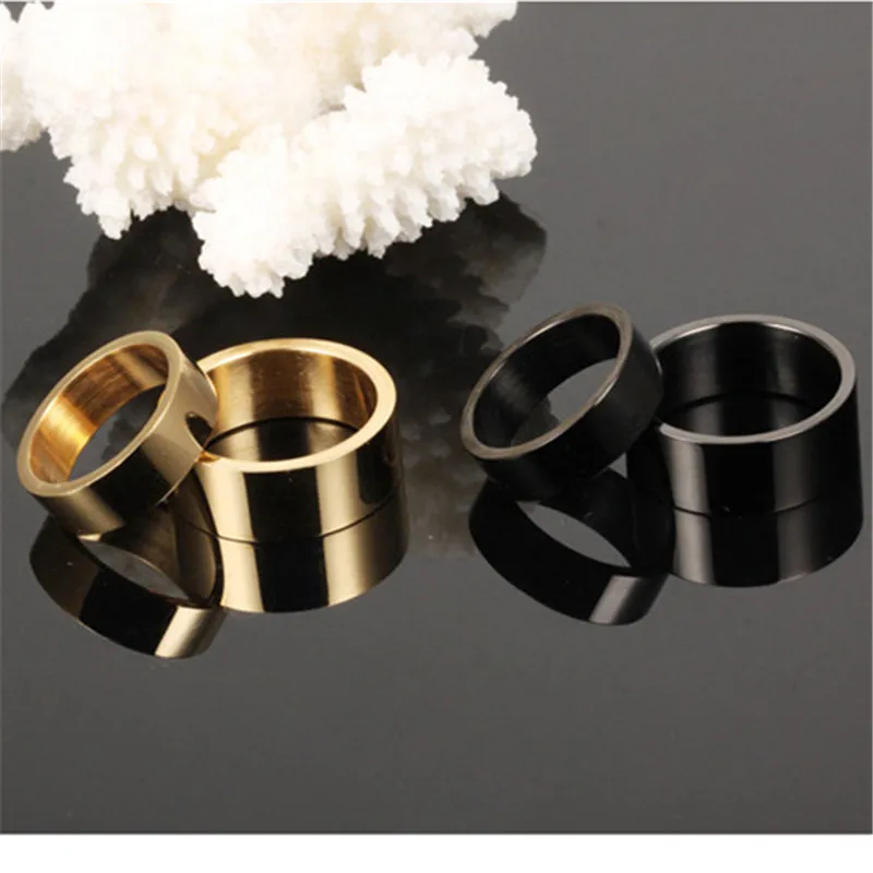 

1PC Couple Ring Simple Black Gold Smooth Titanium Steel Couple Ring US 5/6/7/8/9/10 Sizes For Women Men Jewelry