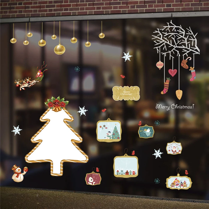 2019 новогодняя елка Санта Клаус Колокольчик Подарки настенные наклейки для