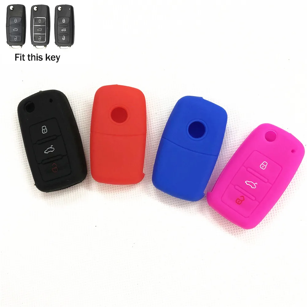 

Силиконовый чехол для автомобильного ключа для Volkswagen Golf Bora Jetta Polo Passat Skoda Superb Octavia Fabia SEAT Ibiza Leon