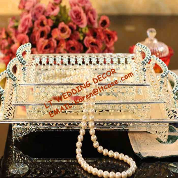 Большая металлическая тарелка для отеля серебряный прямоугольный сервировочный