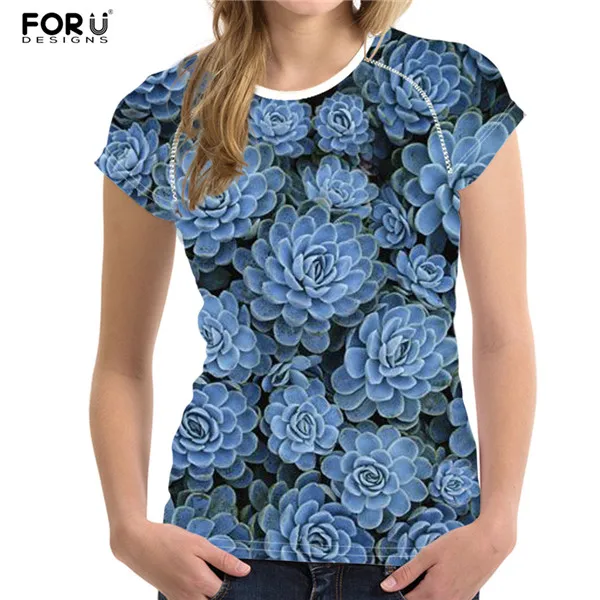 FORUDESIGNS/брендовая футболка для женщин, летняя футболка с суккулентом, женские футболки, женская футболка s Camiseta Feminina Lady - Цвет: HM706BV