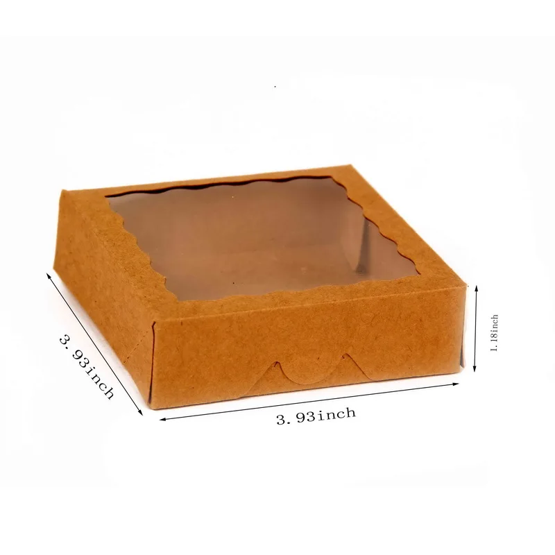 10*10*3 см Новое крафт бумаги коробка для печенья с ПВХ окна торт пирог коробки