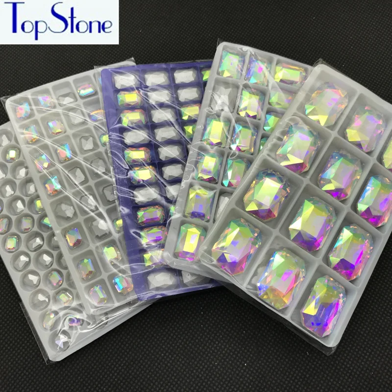 Кристально чистые AB стеклянные хрустальные Прямоугольные Каменные заостренные