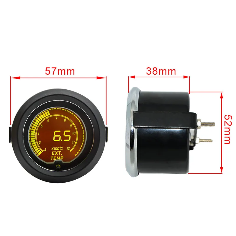 52mm Exhaust Gas Temp Gauge EGT Gauge LCD Digital 7 Color Display With Sensor images - 6